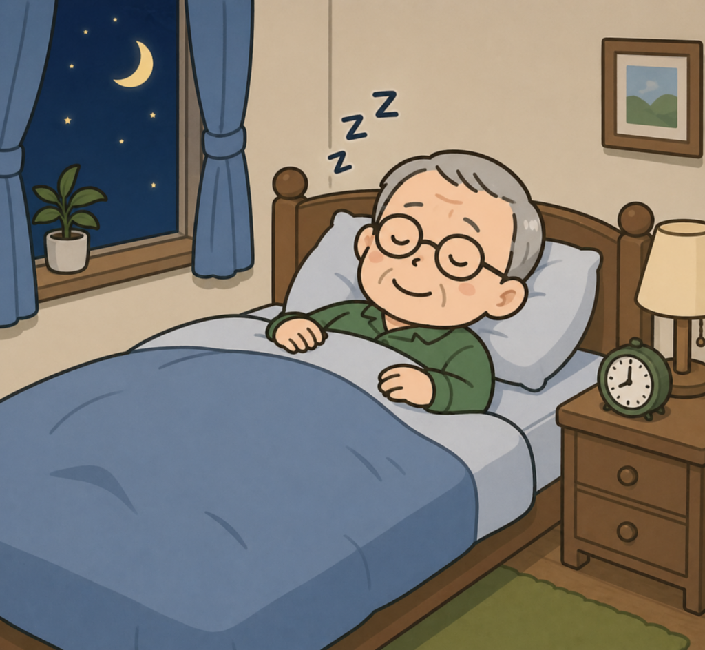 おじいさんがすやすやと眠っている
