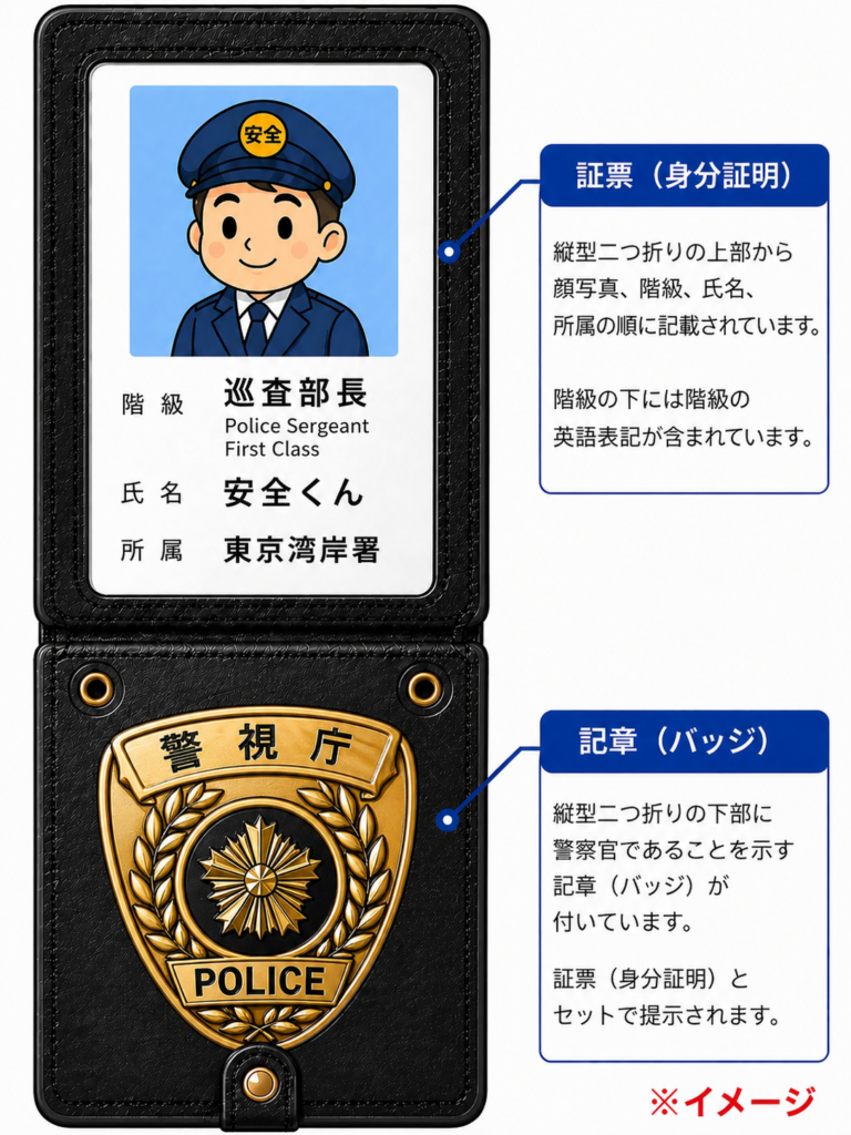 本物に似せた安全くんの警察手帳イメージ図