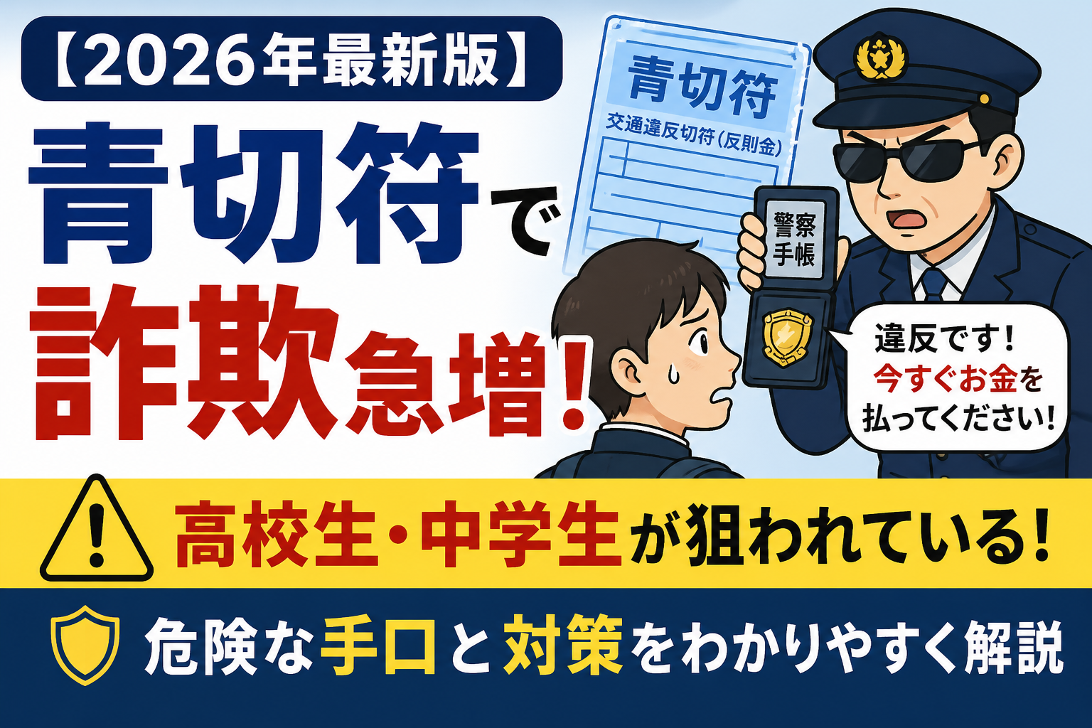 【2026年最新版】青切符で詐欺急増！高校生・中学生が狙われている危険な手口と対策アイキャッチ